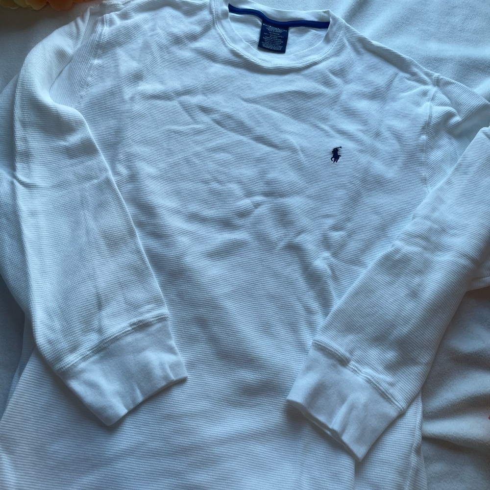 Polo Waffle Knit Long Sleeve Sleep Shirt